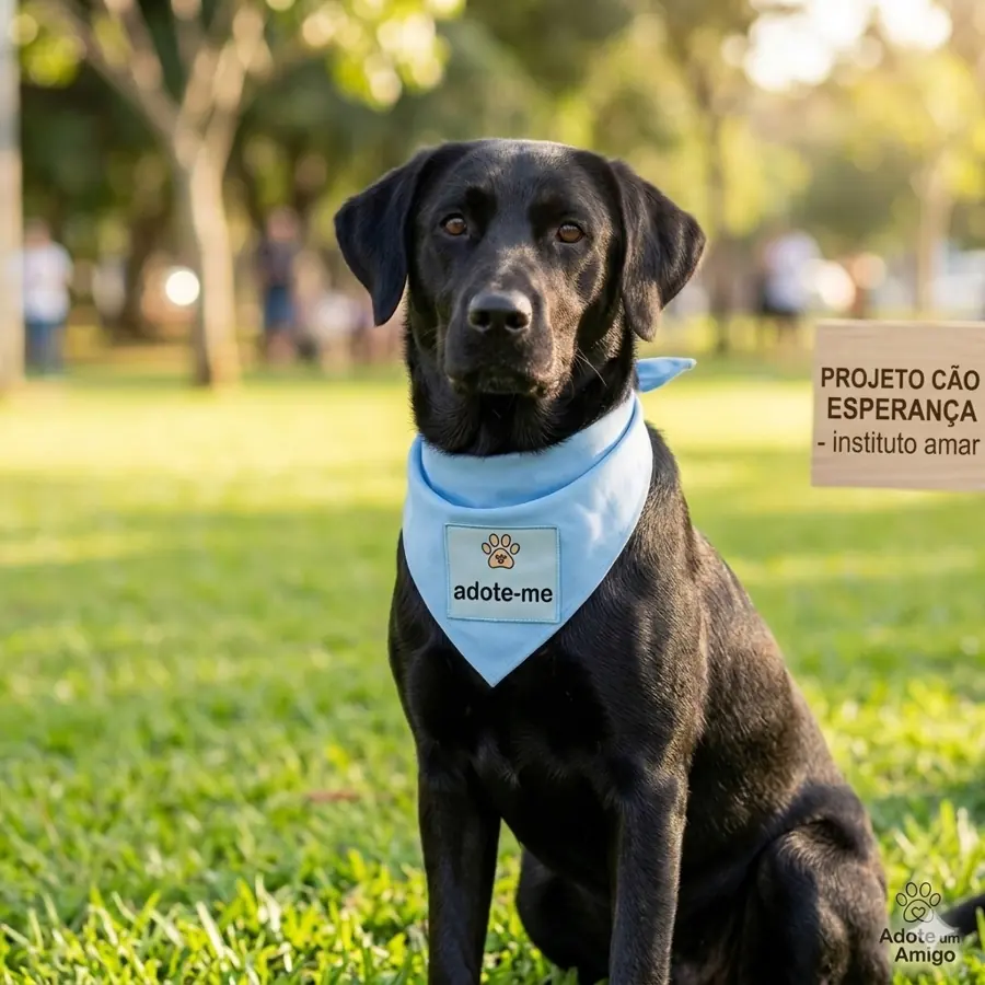 Cão recuperado com bandana adote-me pronto para adoção